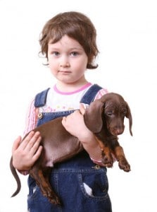 Kind mit Dackelwelpe Kind mit Dackelwelpe