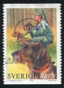 Jagddackel auf einer Briefmarke